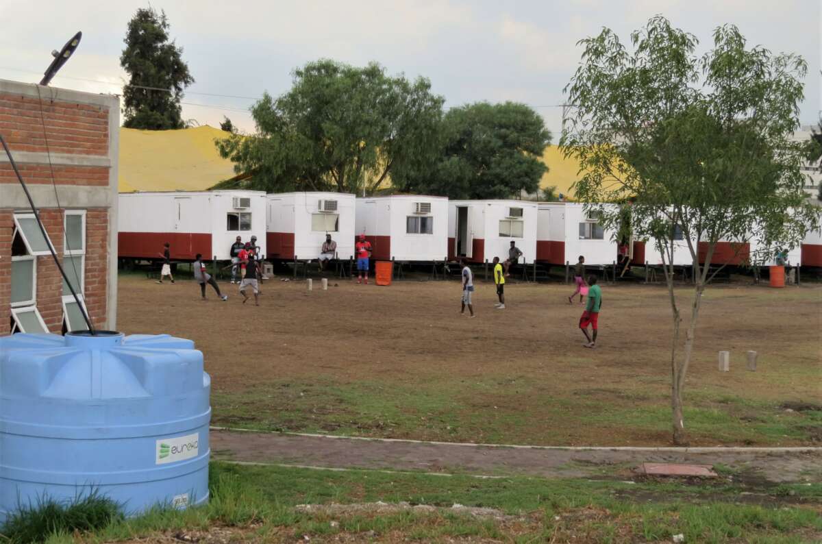 The government-run migrant shelter in Tlahuac, to the far south of Mexico City.