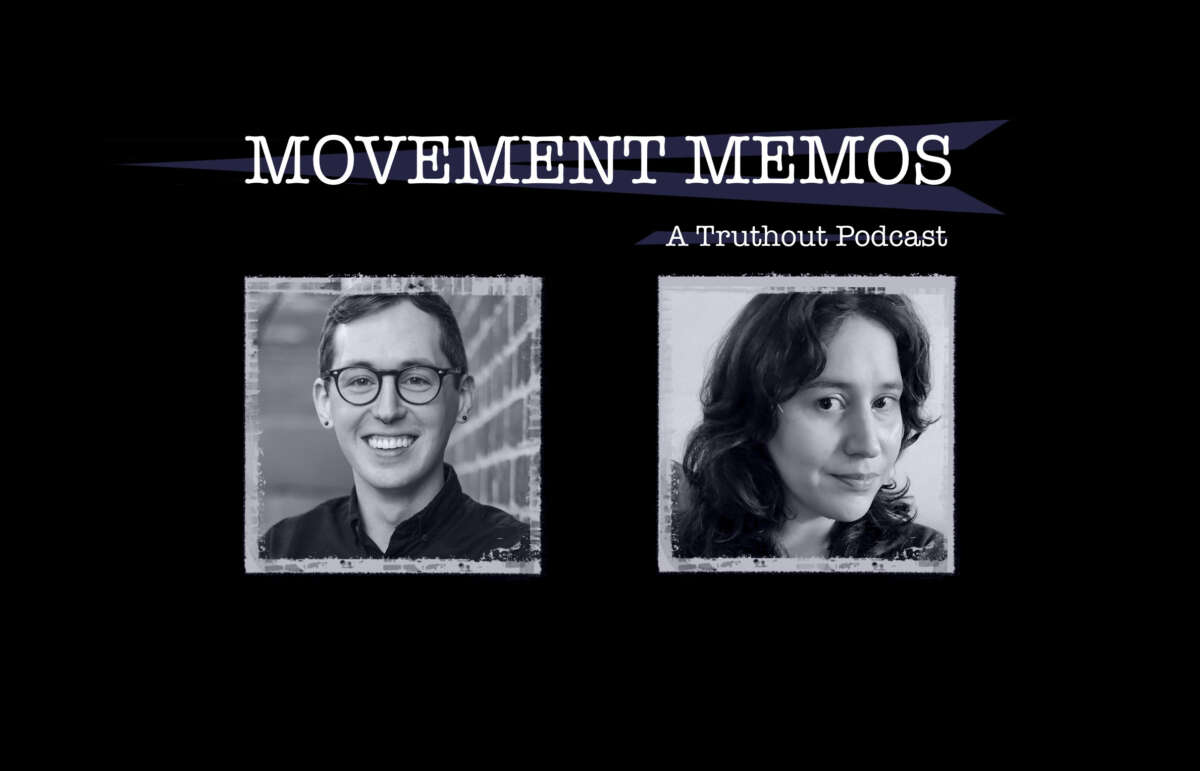 Movement Memos, a Truthout podcast - banner featuring guest Paris Marx and host Kelly Hayes