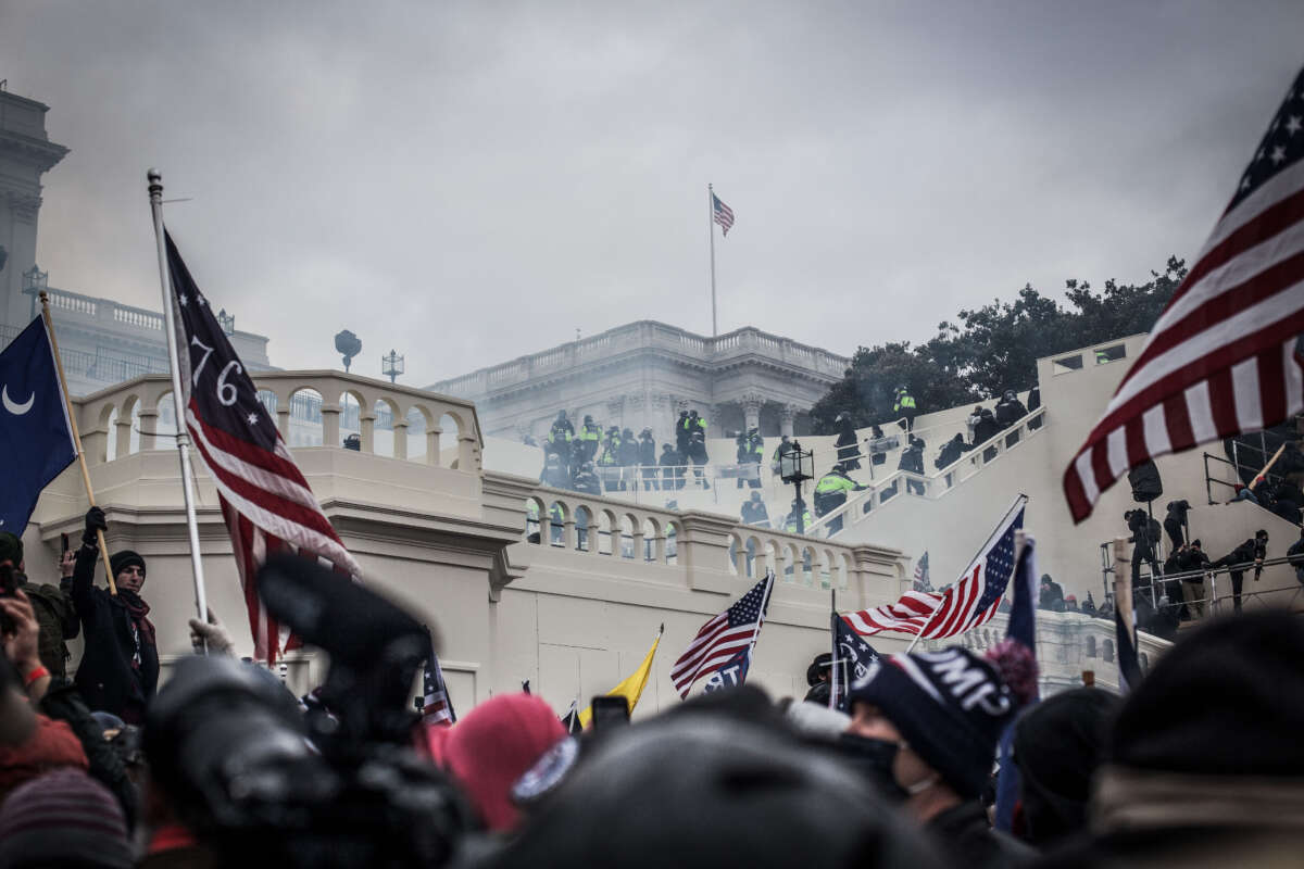 MPD and capitol police pull back Trump supporters near the U.S. Capitol on January 6, 2021, in Washington, D.C.