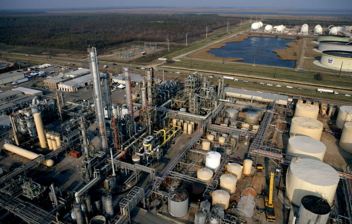 The Pascagoula Chevron Refinery is pictured on September 15, 2005, in Pascagoula, Mississippi.