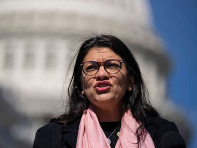 Rep. Rashida Tlaib speaks during a news conference outside the U.S. Capitol on March 9, 2023, in Washington, D.C.