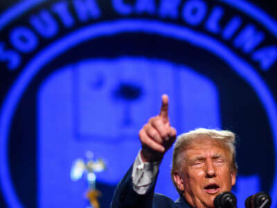 Former President Donald Trump speaks as the keynote speaker at the 56th Annual Silver Elephant Dinner hosted by the South Carolina Republican Party on August 5, 2023, in Columbia, South Carolina.