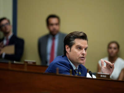 Rep. Matt Gaetz speaks during a House Oversight Committee hearing on Capitol Hill on July 26, 2023, in Washington, D.C.