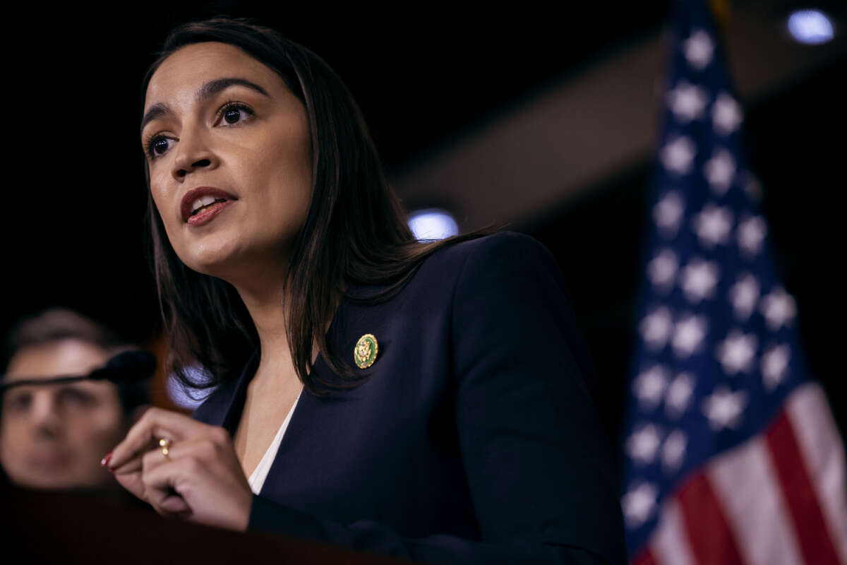 Rep. Alexandria Ocasio-Cortez speaks at a press conference on May 24, 2023, in Washington, D.C.