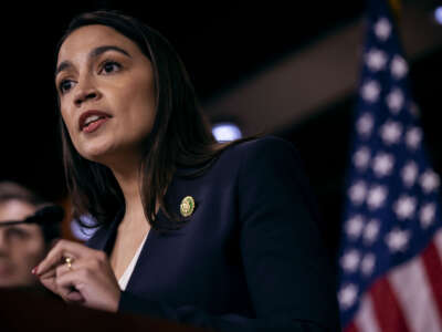 Rep. Alexandria Ocasio-Cortez speaks at a press conference on May 24, 2023, in Washington, D.C.