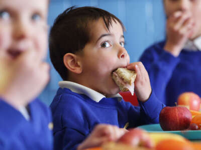 Students eating school meals