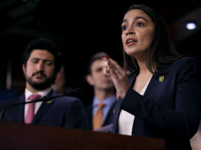 Rep. Alexandria Ocasio-Cortez speaks at a press conference on May 24, 2023, in Washington, D.C.
