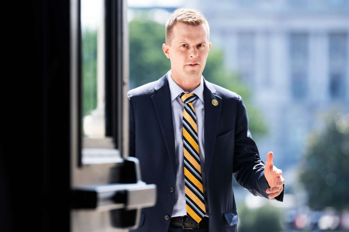 Rep. Jared Golden arrives to the U.S. Capitol for the last votes of the week on June 15, 2023.