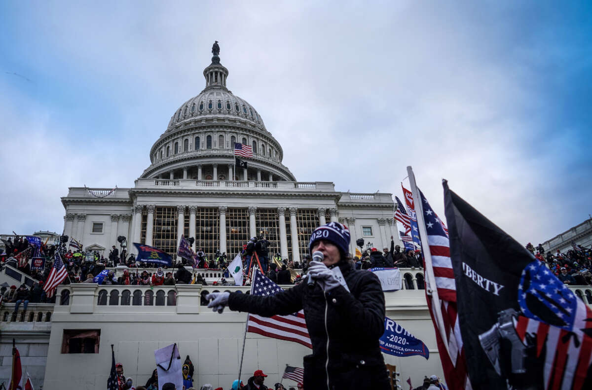 Trump supporters near the U.S. Capitol following a rally on January 6, 2021, in Washington, D.C.