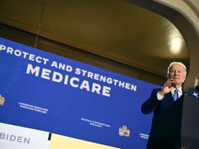 President Joe Biden speaks about his plan to protect and strengthen Social Security and Medicare, as well as lower healthcare costs, at the University of Tampa in Tampa, Florida, on February 9, 2023.