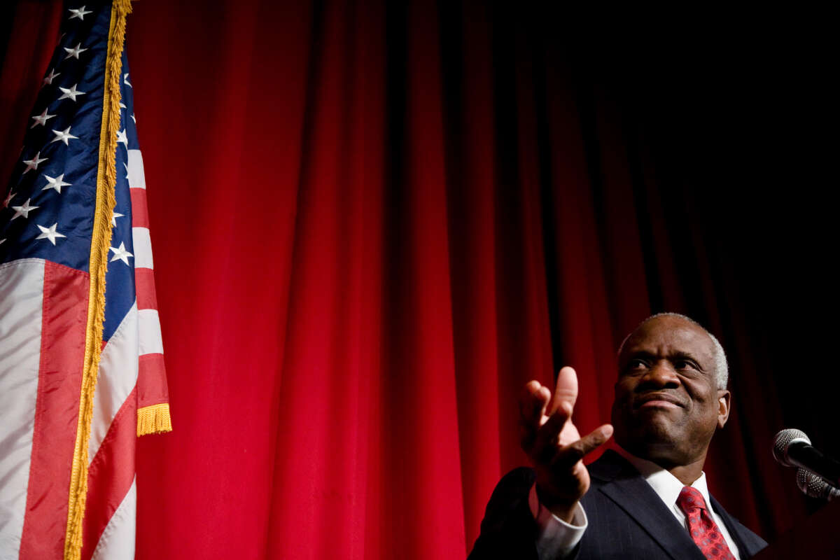 Clarence Thomas, Associate Justice of the United States Supreme Court, speaks at a Heritage Foundation luncheon in New York City in 2007.
