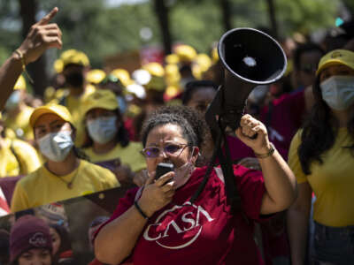 Immigration advocates rally to urge to urge Congress to pass permanent protections for Deferred Action for Childhood Arrivals recipients and create a pathway to citizenship, near the U.S. Capitol on June 15, 2022, in Washington, D.C.