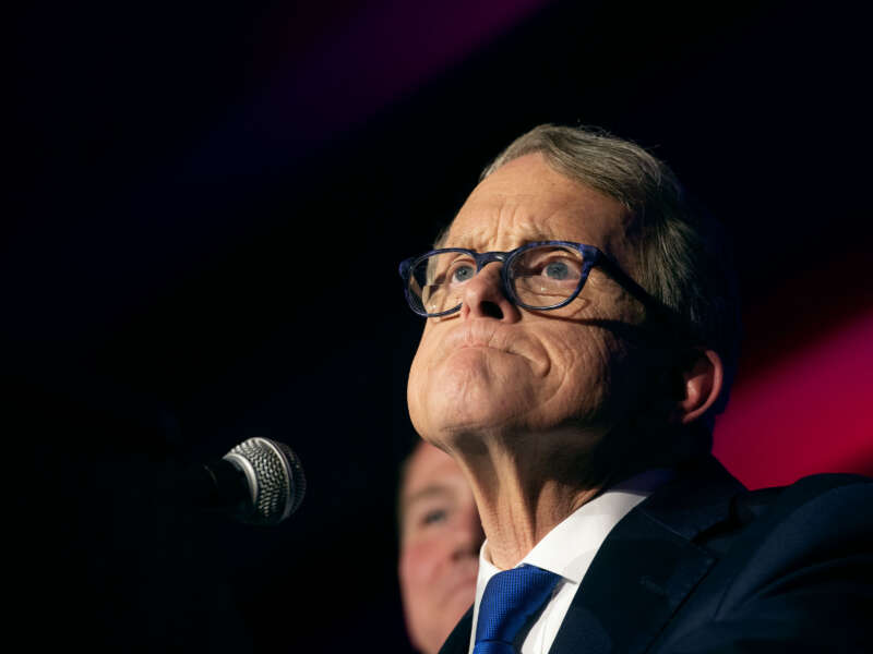 Mike DeWine gives his victory speech after winning the Ohio gubernatorial race at the Ohio Republican Party's election night party at the Sheraton Capitol Square on November 6, 2018, in Columbus, Ohio.