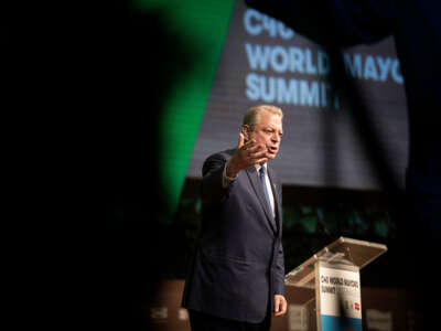 Former Vice President of the United States Al Gore speaks during the C40 World Mayors Summit at the Tivoli Convention Center in Copenhagen, Denmark, on October 10, 2019.