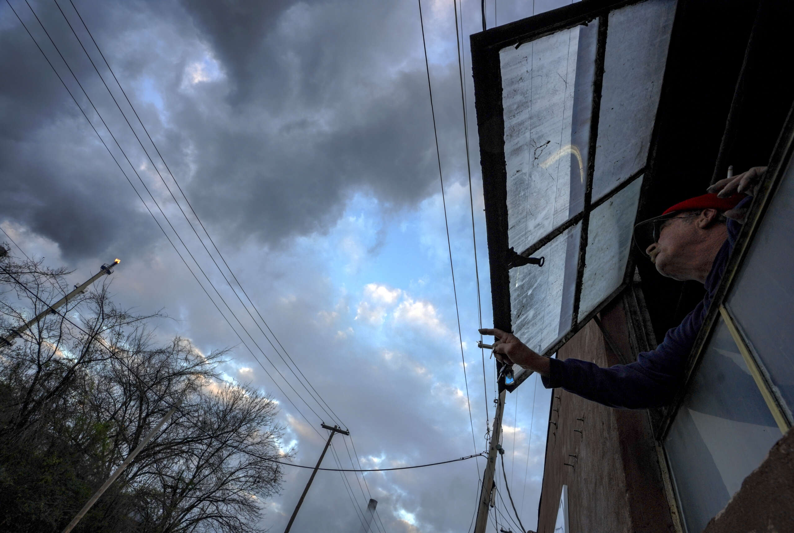 Dennis Jett, 63, views exhaust plumes expelled by a coke plant in Birmingham, Alabama, on January 8, 2019.