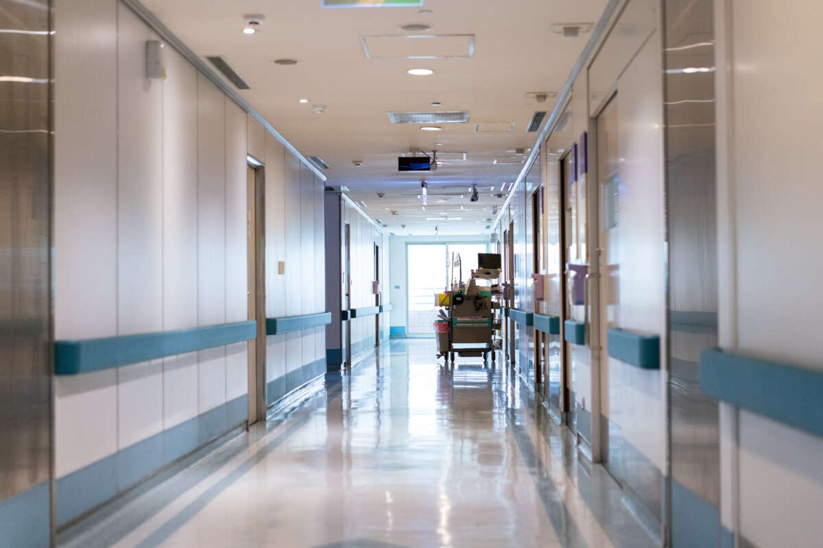 View of empty corridor in hospital