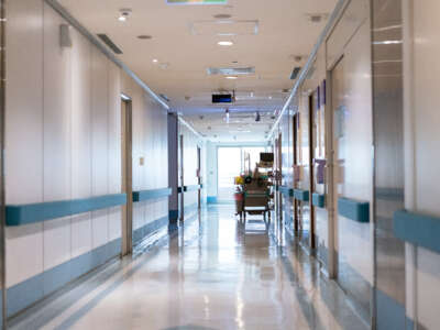 View of empty corridor in hospital