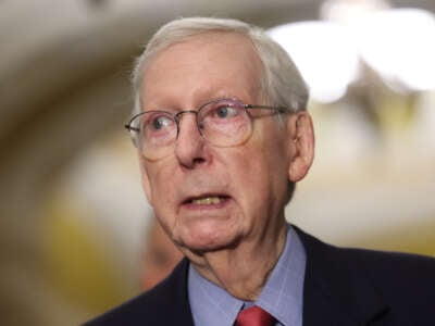 Senate Minority Leader Mitch McConnell speaks during a news conference following a closed-door lunch meeting with Senate Republicans at the U.S. Capitol on September 6, 2023, in Washington, D.C.