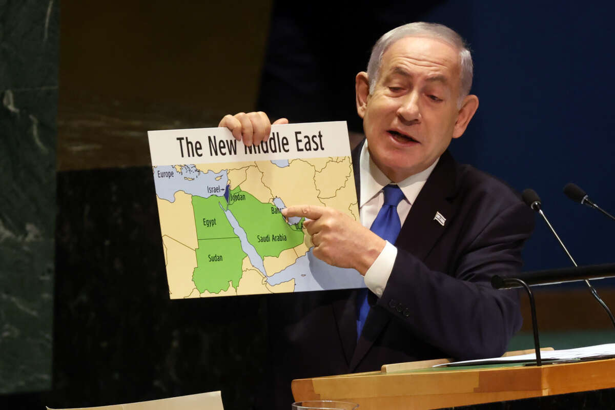Netanyahu Shows Map of “New Middle East” — Without Palestine — to