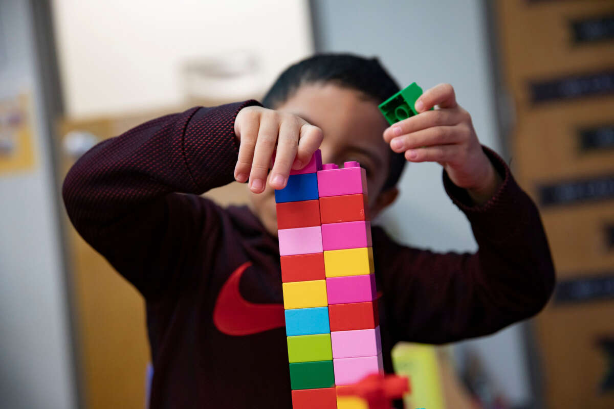 A child participates in activities at the Head Start classroom in the Carl and Norma Miller Children's Center on March 13, 2023, in Frederick, Maryland.