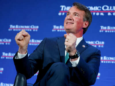 Virginia Gov. Glenn Youngkin addresses the Economic Club of Washington's luncheon event at the Marriott Marquis on September 26, 2023, in Washington, D.C.