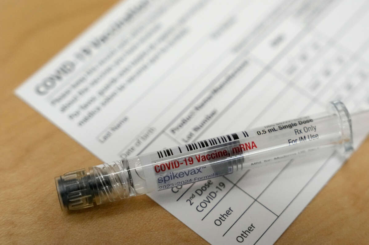 A Moderna Spikevax COVID-19 vaccine is shown at a CVS in Cypress, Texas, on September 20, 2023.