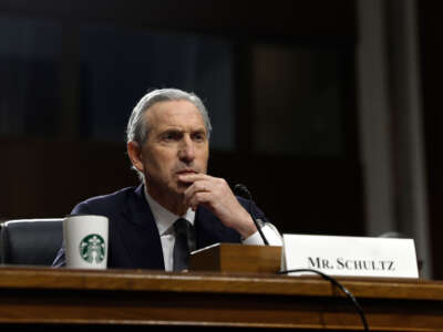 Former Starbucks CEO Howard Schultz testifies before the Senate Health, Education, Labor, and Pensions Committee in the Dirksen Senate Office Building on Capitol Hill on March 29, 2023, in Washington, D.C.
