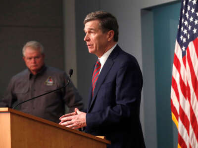 North Carolina Gov. Roy Cooper is seen speaking at a press conference on May 26, 2020.