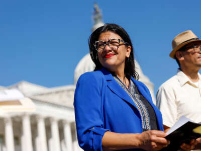 Rep. Rashida Tlaib arrives at a news conference outside the U.S. Capitol Building on September 19, 2023, in Washington, D.C.