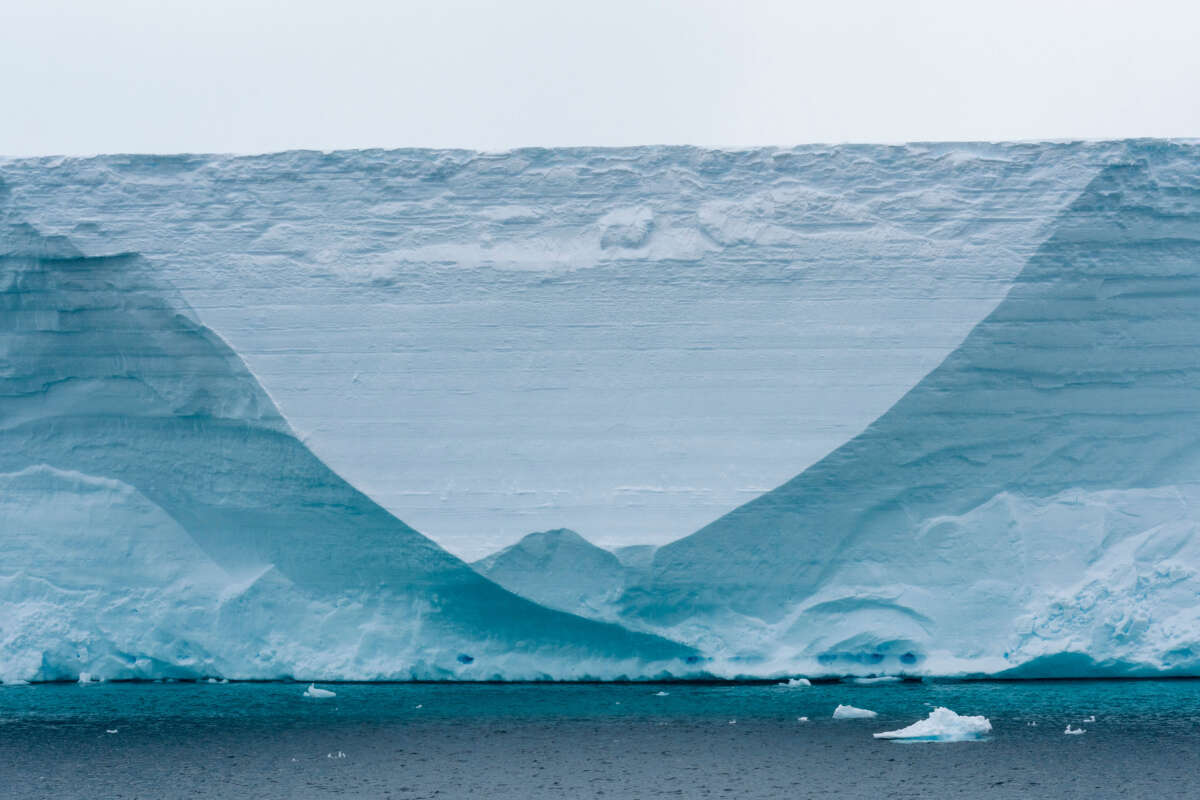 Tabular iceberg, Larsen C ice shelf, Weddell Sea, Antarctica, pictured on January 27, 2022.