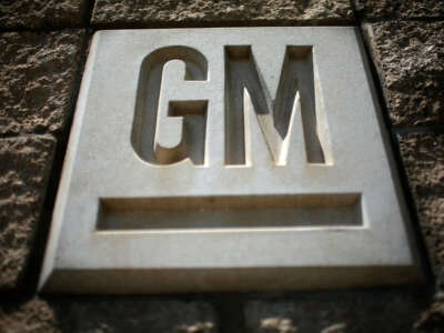 The GM logo is seen at the General Motors Arlington Assembly Plant in Arlington, Texas, on July 13, 2009.