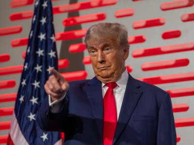 Former U.S. President Donald Trump speaks at the California GOP convention on September 29, 2023, in Anaheim, California.