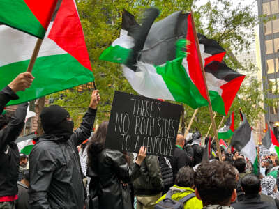 People march in support of Palestine in Chicago, Illinois, on October 18, 2023.