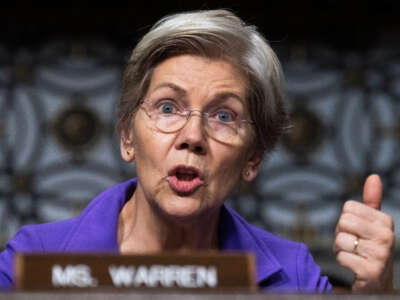 Sen. Elizabeth Warren speaks during a Senate Armed Services Committee hearing in Dirksen Building on May 4, 2023.