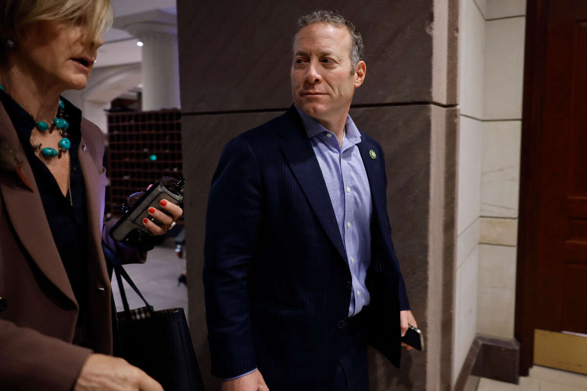 Rep. Josh Gottheimer leaves a classified, closed-door briefing about Hamas' attack on Israel in the Capitol Visitors Center Auditorium on October 11, 2023, in Washington, D.C.