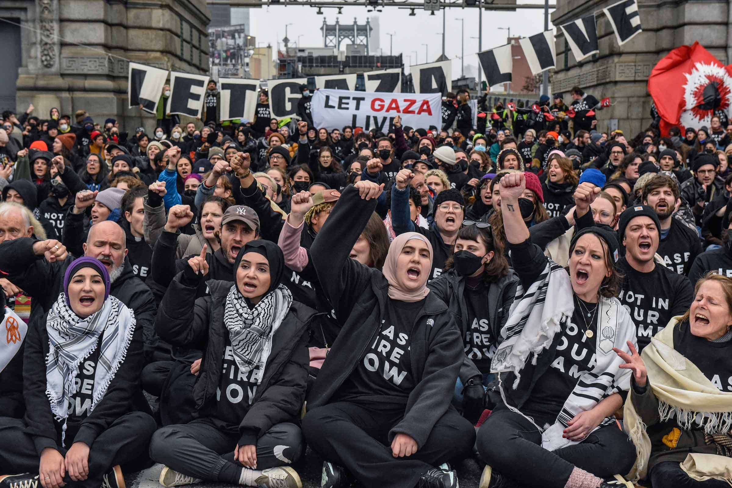 1,500 Protesters Block Manhattan Bridge Demanding Lasting Gaza Ceasefire - Vimarsana News