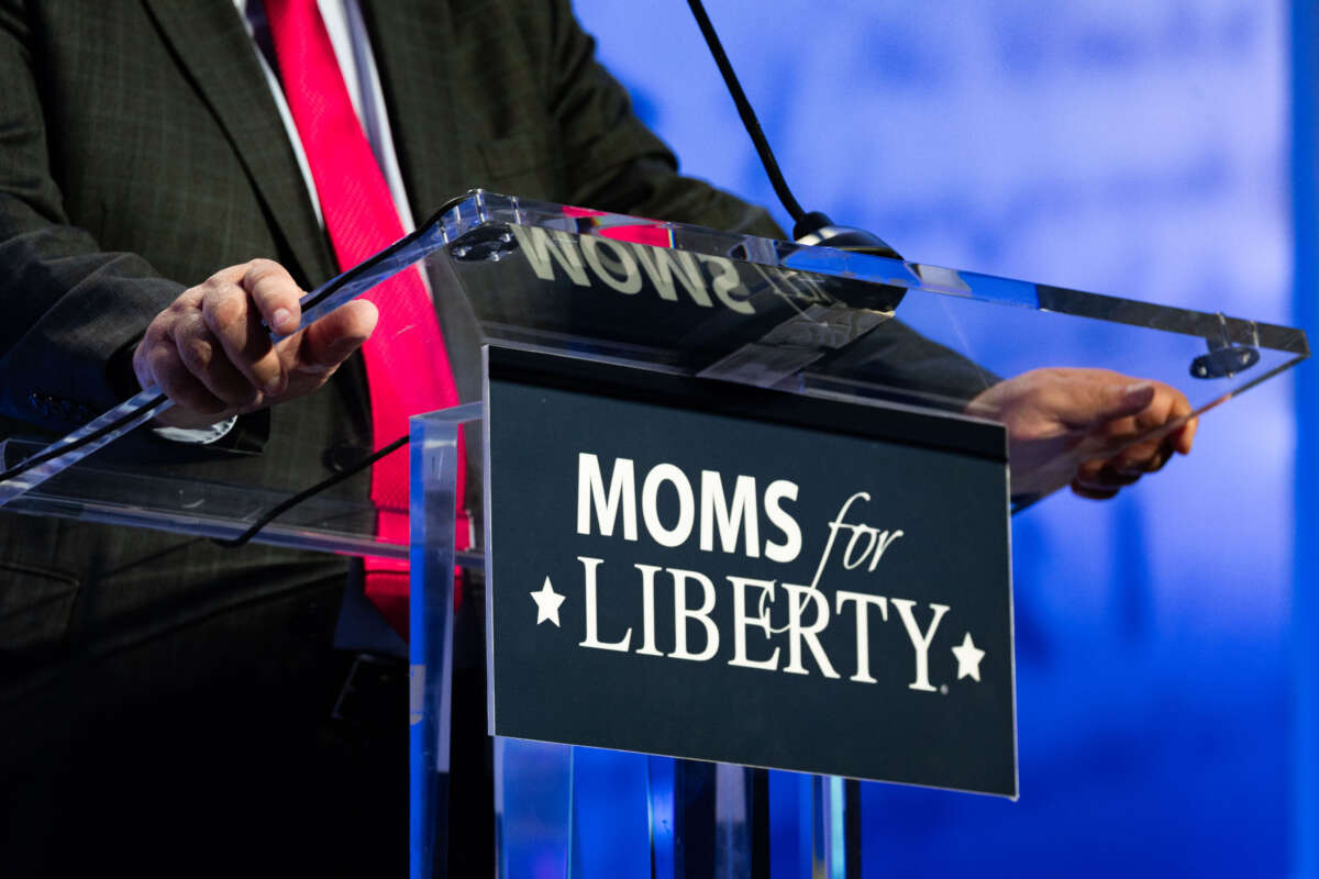 A person speaks at the Moms for Liberty Summit in Philadelphia, Pennsylvania, on June 30, 2023.