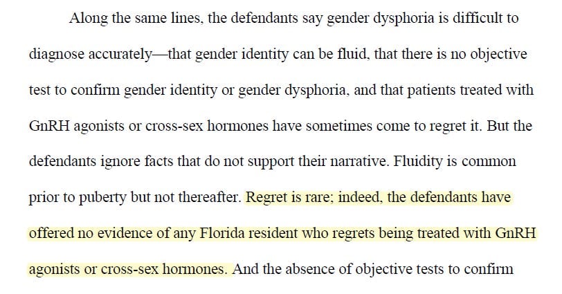 Florida ruling that regret is rare.