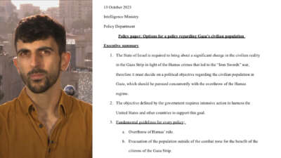 Leaked Israeli Intelligence Ministry Document Proposes Expelling Gazans to Egypt