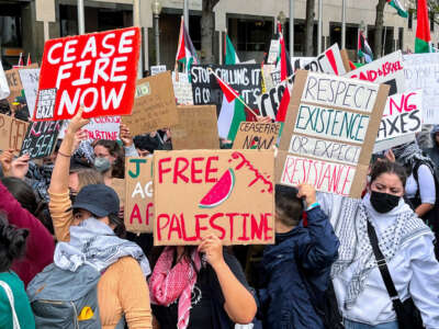 People participate in a march in support of Palestine in Washington, D.C., on November 4, 2023.