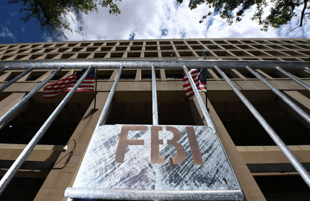 Fencing is seen outside the headquarters of the Federal Bureau of Investigation on August 16, 2022, in Washington, D.C.