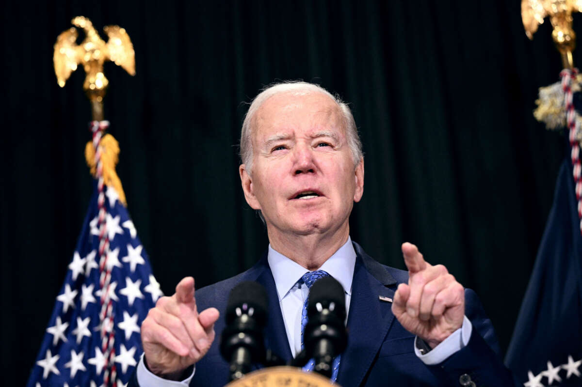 President Joe Biden delivers remarks on the release of hostages from Gaza, in Nantucket, Massachusetts, on November 26, 2023.