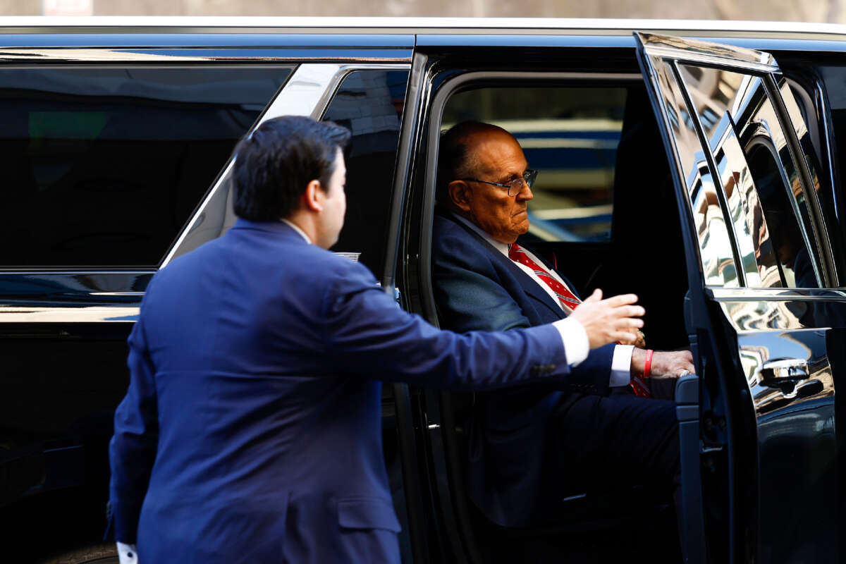 Rudy Giuliani, the former personal lawyer for former President Donald Trump, arrives at the E. Barrett Prettyman U.S. District Courthouse on December 14, 2023, in Washington, D.C.