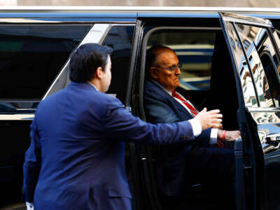 Rudy Giuliani, the former personal lawyer for former President Donald Trump, arrives at the E. Barrett Prettyman U.S. District Courthouse on December 14, 2023, in Washington, D.C.