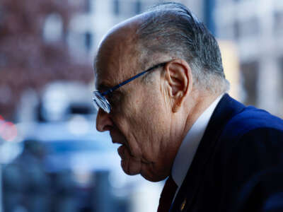 Rudy Giuliani, the former personal lawyer for former President Donald Trump, arrives to the E. Barrett Prettyman U.S. District Courthouse on December 15, 2023, in Washington, D.C.