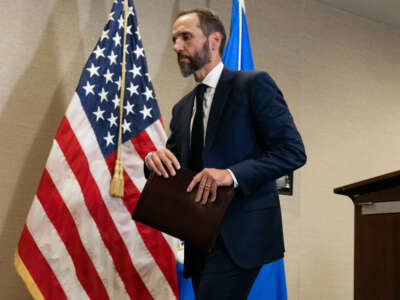 Special counsel Jack Smith leaves after speaking to the press at the U.S. Department of Justice building in Washington, D.C., on August 1, 2023.