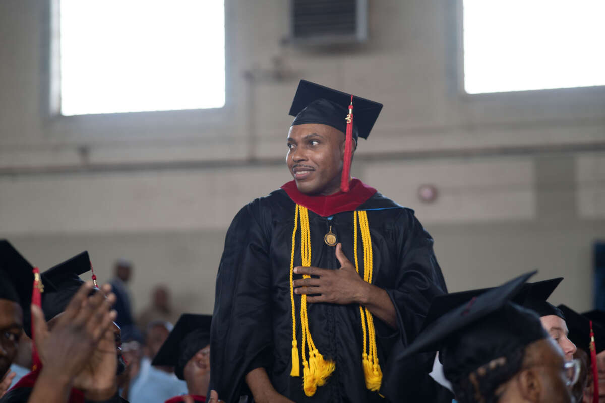 Eric Watkins at his college graduation, Stateville Correctional Center, May 2023.