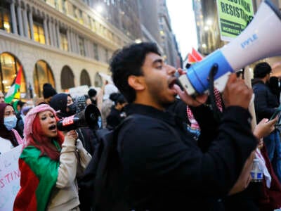Protesters participate in a Global Strike for Gaza on December 18, 2023, in New York City.
