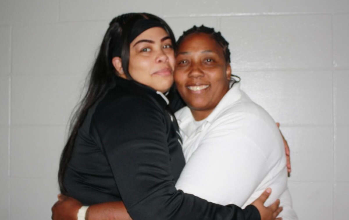 Nyia Pritchett and LaTonyia Dextra during a visit at Logan Correctional Center in 2023.