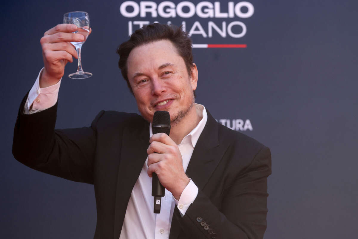 Elon Musk attends Atreju 2023, a conservative political festival, on December 16, 2023, in Rome, Italy.